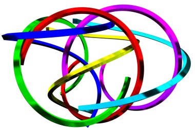 Multicolored splines in abstract design. 3D Render