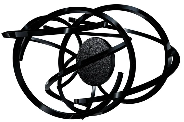 Black Splines Circle Abstract Design Render — Stockfoto