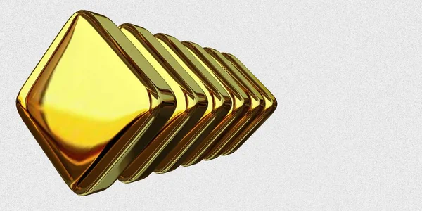 抽象的なデザイン 幾何学的な形状 金色のプレート 3Dレンダリング — ストック写真