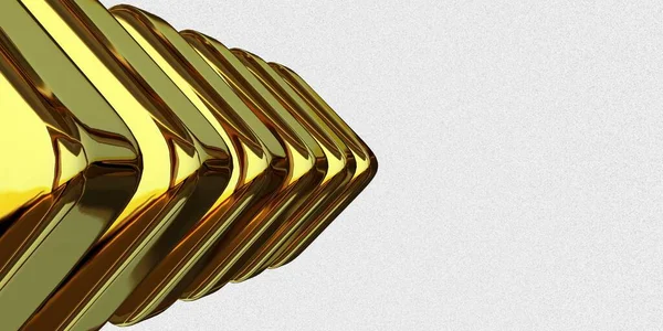 Golden Plates Abstract Design Geometric Shapes Background Render — Stockfoto