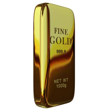 Realistic Golden Bar, geometric shapes, abstract design, transparent background. 3D Render