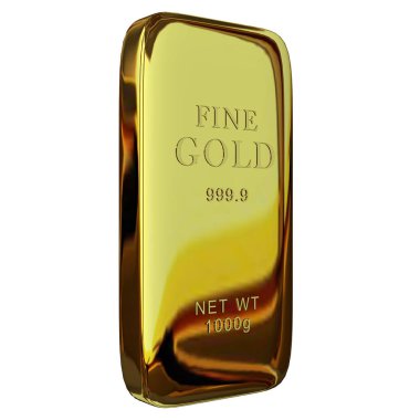 Realistic Golden Bar, geometric shapes, transparent background, abstract design. 3D Render