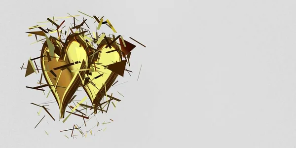 Two Realistic Golden Hearts Abstract Design White Background Holiday Theme — Foto de Stock