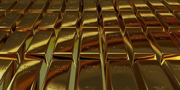 Golden Bars Currency Market Investment Bank Bullions Finance Capital Render — ストック写真