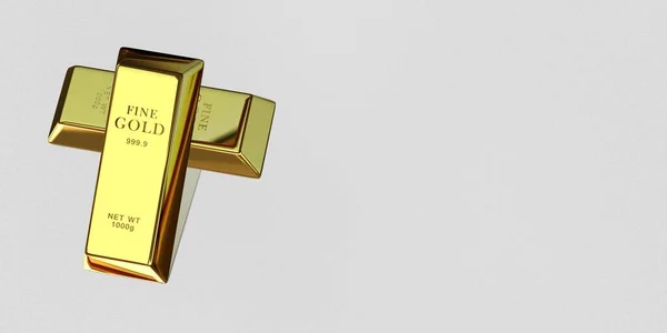 2つのゴールデンバー 通貨市場 3Dレンダリング — ストック写真