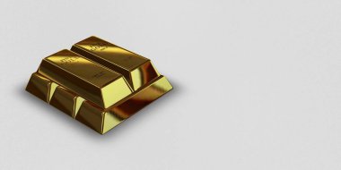 Five Golden Bars, background, finance, investment, currency market, bank bullions. 3D Render