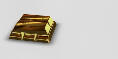 Five Golden Bars, background, currency market, bank bullions, finance, investment. 3D Render