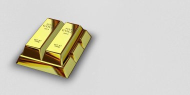 Five Golden Bars, background, investment, capital, finance, currency market. 3D Render