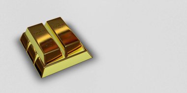 Five Golden Bars, background, finance, capital, currency market, investment. 3D Render