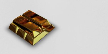Five Golden Bars, background, finance, currency market, capital, investment. 3D Render