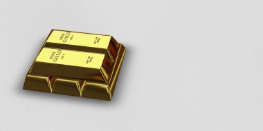 Five Golden Bars, background, currency market, capital, investment, finance. 3D Render