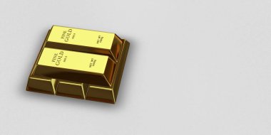 Five Golden Bars, background, currency market, investment, finance, capital. 3D Render