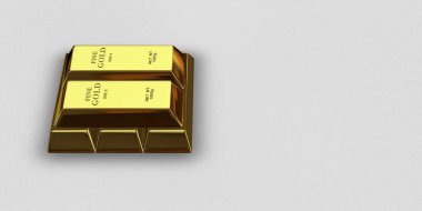 Five Golden Bars, background, currency market, finance, capital, investment. 3D Render