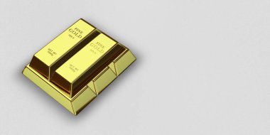 Five Golden Bars, background, bank bullions, currency market, capital, finance. 3D Render