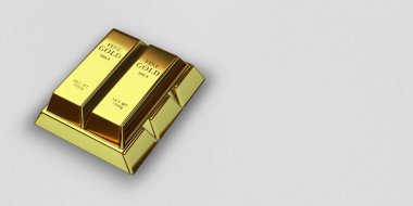 Five Golden Bars, background, bank bullions, currency market, finance, capital. 3D Render