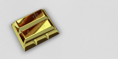 Five Golden Bars, background, currency market, capital, bank bullions, finance. 3D Render