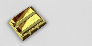 Five Golden Bars, background, currency market, capital, finance, bank bullions. 3D Render