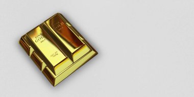 Five Golden Bars, background, capital, currency market, investment, bank bullions. 3D Render