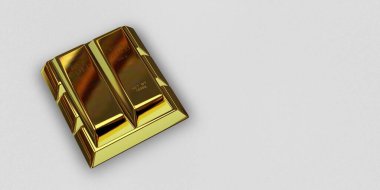 Five Golden Bars, background, capital, bank bullions, currency market, investment. 3D Render
