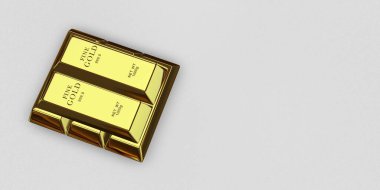 Five Golden Bars, background, investment, capital, bank bullions, currency market. 3D Render