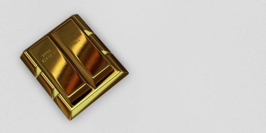 Five Golden Bars, background, investment, bank bullions, currency market, capital. 3D Render