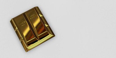 Five Golden Bars, background, investment, currency market, capital, bank bullions. 3D Render