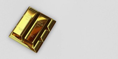 Five Golden Bars, background, currency market, capital, investment, bank bullions. 3D Render