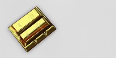 Five Golden Bars, background, capital, finance, bank bullions, investment. 3D Render
