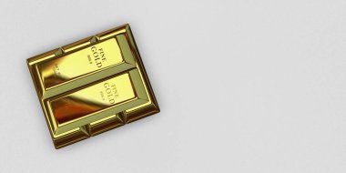 Five Golden Bars, background, bank bullions, capital, investment, finance. 3D Render