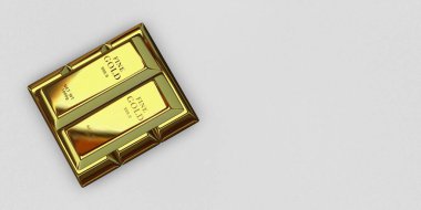 Five Golden Bars, background, bank bullions, finance, capital, investment. 3D Render