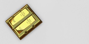 Five Golden Bars, background, bank bullions, finance, investment, capital. 3D Render