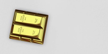 Five Golden Bars, background, finance, capital, bank bullions, investment. 3D Render