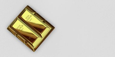 Five Golden Bars, background, finance, capital, investment, bank bullions. 3D Render