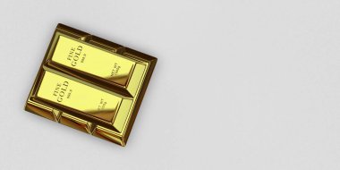 Five Golden Bars, background, finance, bank bullions, capital, investment. 3D Render