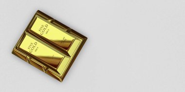 Five Golden Bars, background, finance, investment, capital, bank bullions. 3D Render