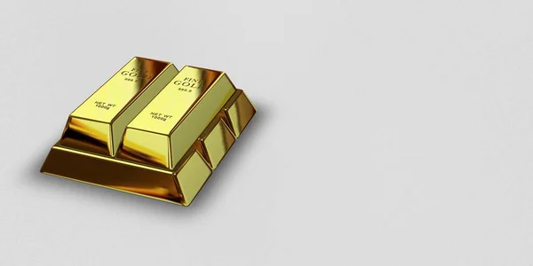Five Golden Bars, background, investment, currency market, bank bullions, finance. 3D Render
