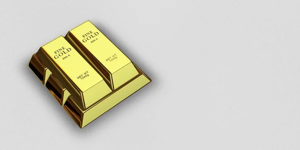 Five Golden Bars, background, capital, finance, currency market, bank bullions. 3D Render