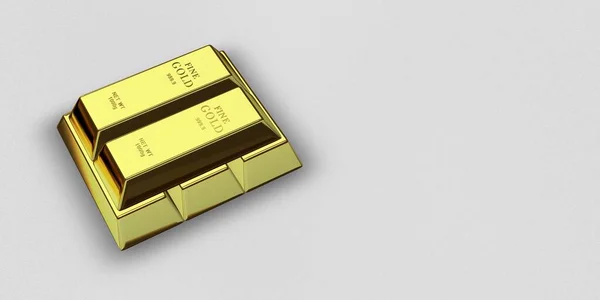 Five Golden Bars, background, bank bullions, finance, currency market, capital. 3D Render