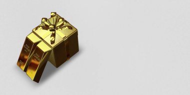Gold Gift, Golden Bars, background, currency market, investment, finance, capital. 3D Render