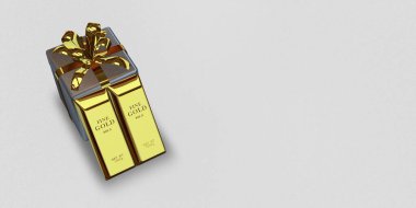 Silver Gift, Golden Bars, background, capital, finance, currency market, investment. 3D Render