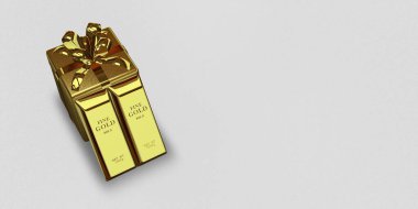 Gold Gift, Golden Bars, background, capital, currency market, finance, investment. 3D Render