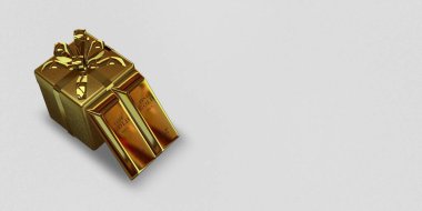 Gold Gift, Golden Bars, background, finance, investment, currency market, bank bullions. 3D Render