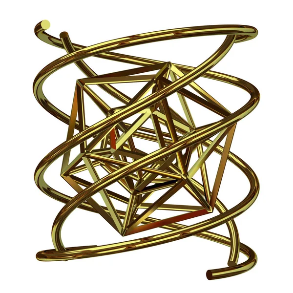 Golden Geometric Shapes Splines Rectangles Circles Stripes Lines Abstract Design — Foto de Stock