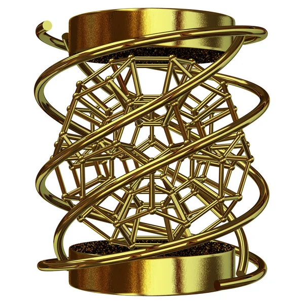 Golden Geometric Shapes Circles Rectangles Splines Stripes Lines Abstract Design — Foto de Stock
