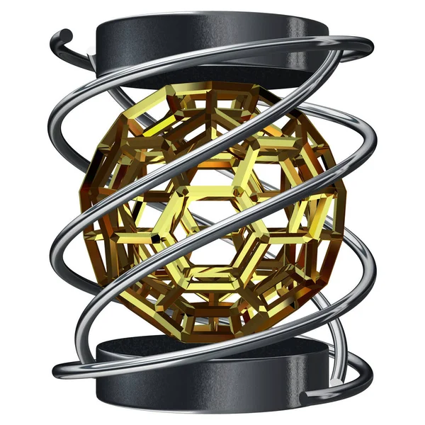 金と銀の形 長方形 ストライプ スプライン ライン 抽象的なデザイン 3Dレンダリング — ストック写真