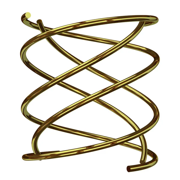 黄金の幾何学的な形状 長方形 ストライプ スプライン ライン 抽象的なデザイン 3Dレンダリング — ストック写真