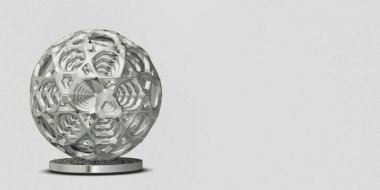 White geometric shapes, background, spheres, circles, splines, abstract design. 3D Render