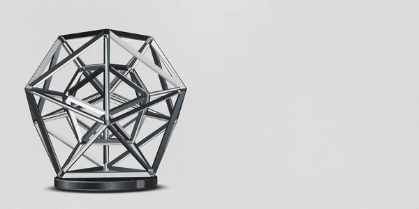 Silver Geometriska Former Bakgrund Splines Abstrakt Design Cirklar Sfärer Render — Stockfoto