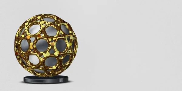 Golden Silver Shapes Background Splines Spheres Abstract Design Circles Render — Foto de Stock