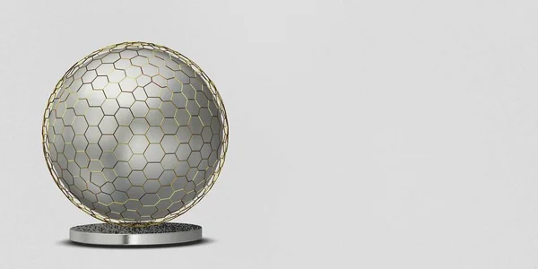 Formas Douradas Brancas Fundo Design Abstrato Esferas Splines Círculos Renderização — Fotografia de Stock